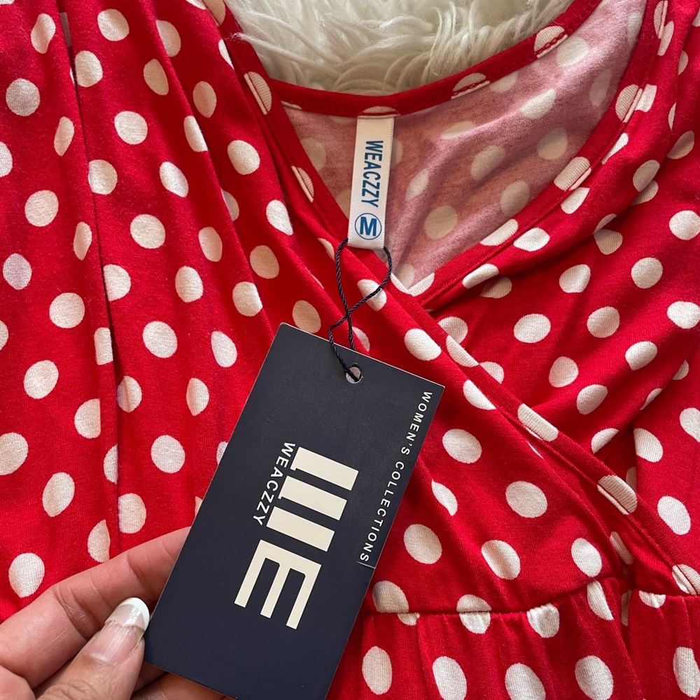 Red Polka Dot Cotton Minnie Disney Dress - Picture 3 of 6